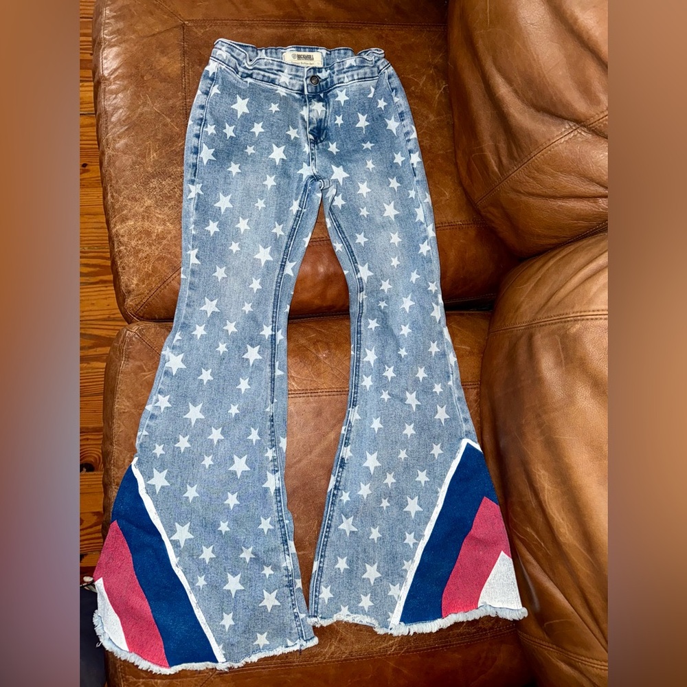 Rock & Roll Cowgirl Star Patterned Flare Jeans